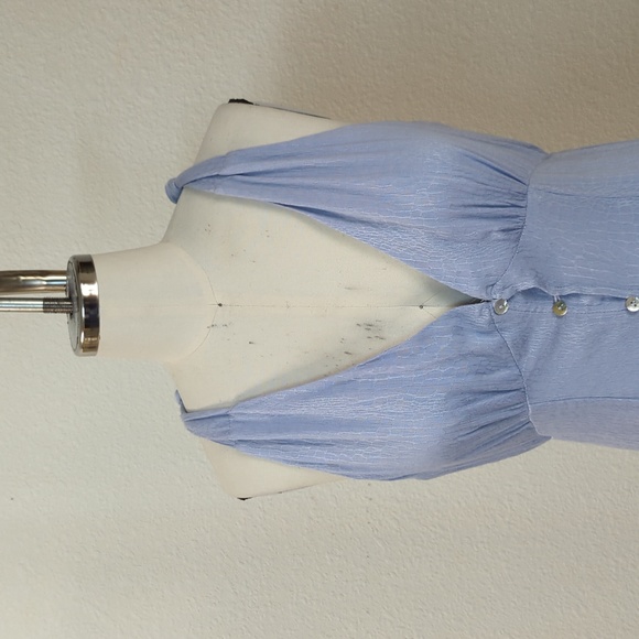 Lulus Halter V Neck Button Front Midi Dress Blue S bohemian summer casual - Picture 3 of 10